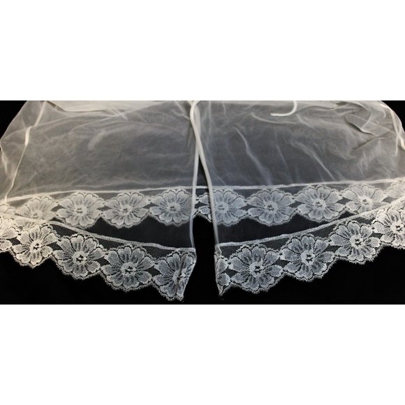 Vtg 60s Sexy Lingerie Short Sleeves Robe Cover Up White Sheer Lace Trim Sz Small - Picture 5 of 6